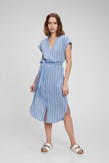 Gap blue and white striped hot sale dress