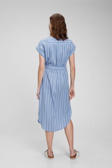Gap blue and white striped hot sale dress