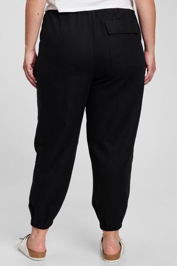 Gap Black High Rise Linen Utility Jogger with Washwell