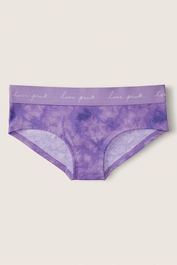 Victoria's Secret PINK Tie Dye Chalk Violet Purple Cotton Logo Hipster Knicker