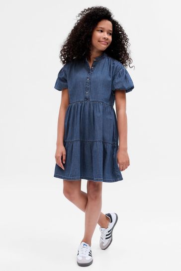 Gap Blue Tiered Denim Dress with Washwell