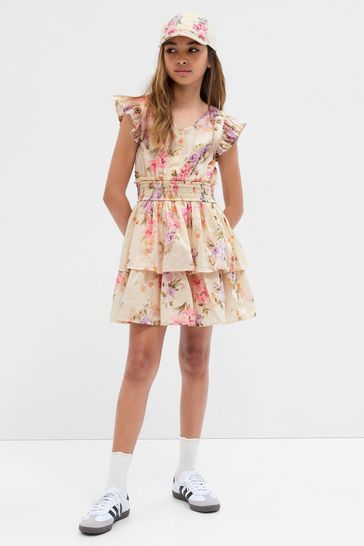 Buy Gap LoveShackFancy Floral Flutter Sleeve Mini Dress from the Gap ...