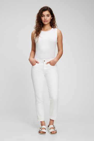 Gap White Mid Rise Girlfriend Jeans