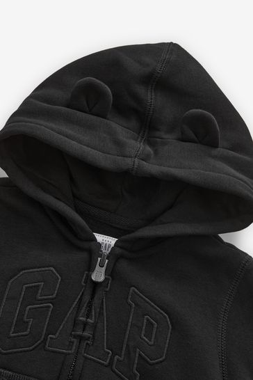Black Logo Zip Up Hoodie Newborn 5yrs