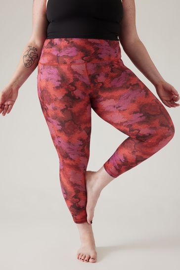 Athleta Red Salutation Stash 7 8 Leggings