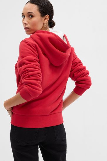 Red zip store up hoodie