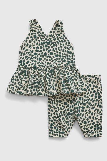 Leopard Print Crossback Two-Piece Outfit Set