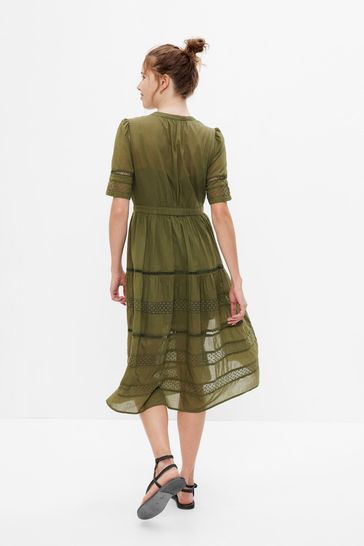 Buy Gap Lace Button Front Midi Dress from the Gap online shop