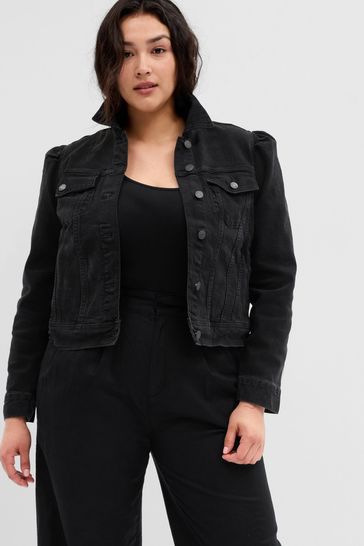 Gap womens black denim on sale jacket