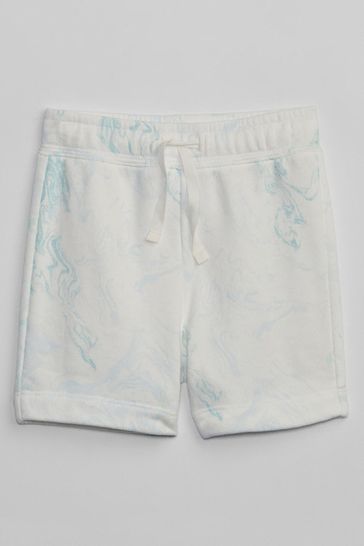 White Print Pull-Shorts