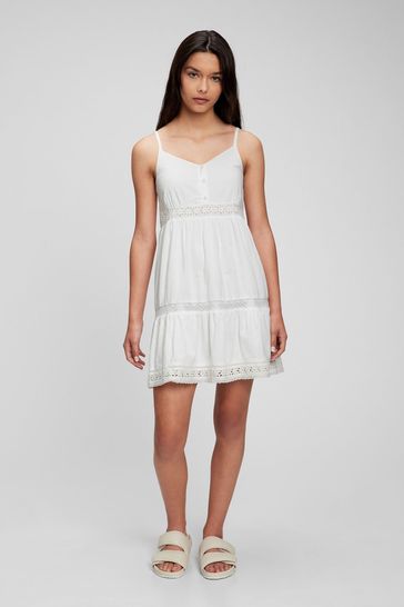 White Tiered Lace Dress
