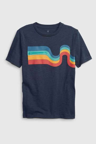 Blue Interactive Graphic T-Shirt