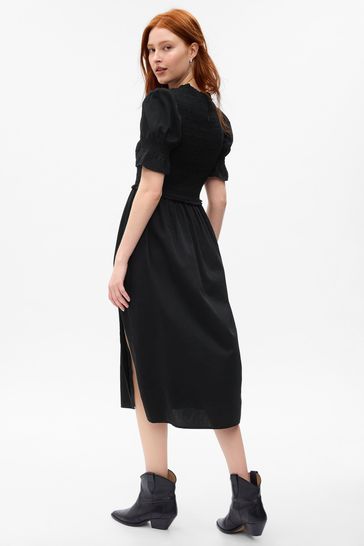 Buy Gap Puff Sleeve Smocked Midi Dress from the Gap online shop