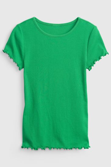 Green Ribbed-Knit T-Shirt