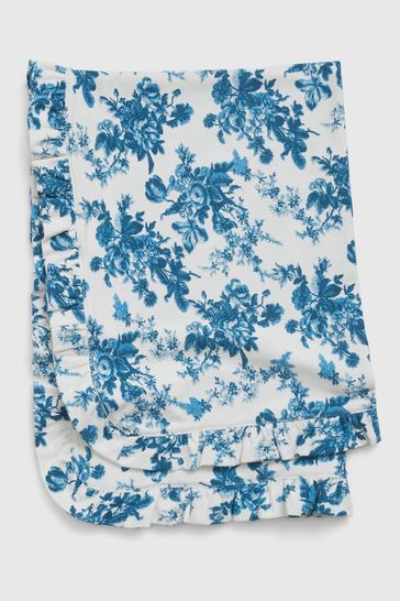 Blue LoveShackFancy Organic Cotton Floral Baby Blanket
