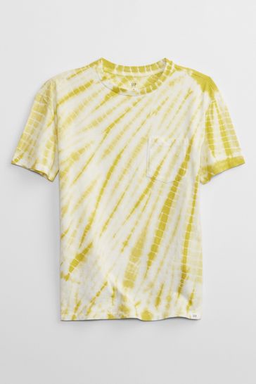 Yellow Tie Dye Tie-Dye Pocket T-Shirt