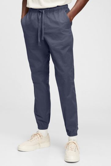 Grey Blue Slim Twill Cuffed Trouser
