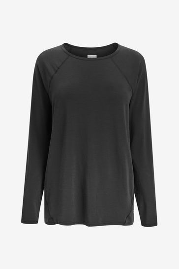 Black Maternity Breathable Long Sleeve Crew Neck T Shirt