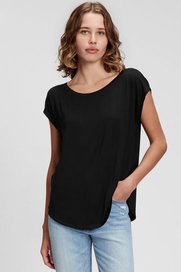 Black Luxe Dolman Sleeve T-Shirt