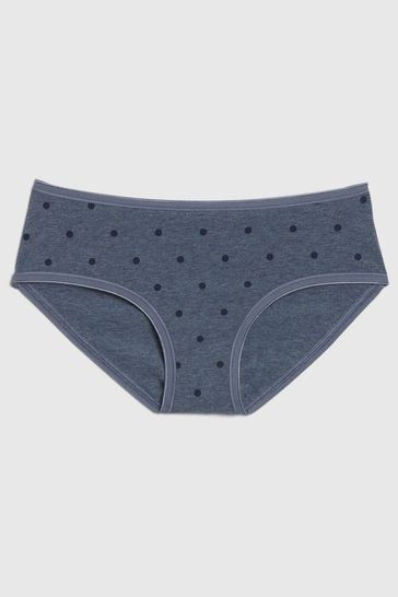 Blue Stretch Cotton Hipster Knickers