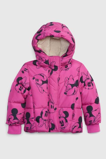 Pink Disney Water Resistant Sherpa Lined Recycled Puffer Jacket