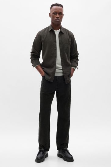 Buy Charcoal Grey Long Sleeve Shirt in Standard Fit from the Gap online ...