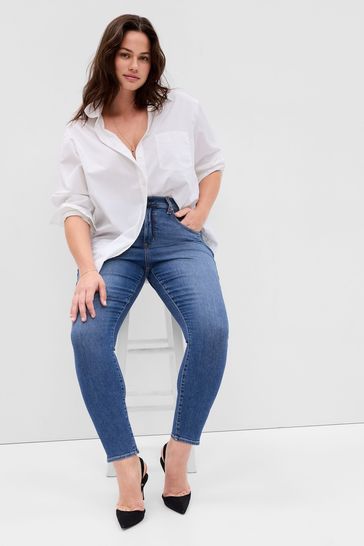 Mid Wash Blue High Waisted True Skinny Jeans