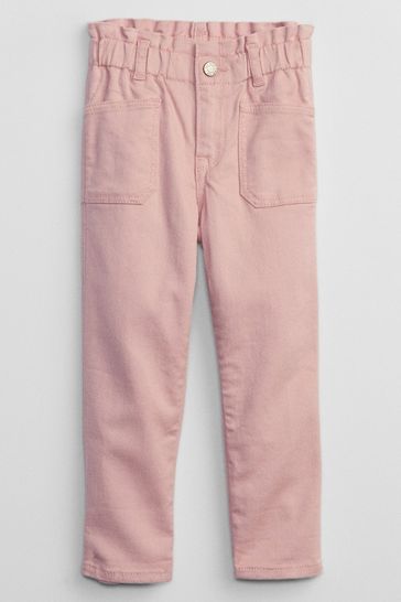 Pink Paperbag Mom Jeans