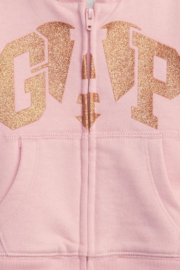 Buy Pink Glitter Logo Zip Up Hoodie from the Gap online shop