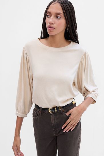 Cream puff sleeve top clearance