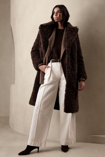 Buy Banana Republic Brown Serres Sherpa Long Over Coat from the Gap online shop