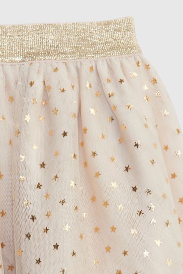 Gap Beige Metallic Tulle Skirt