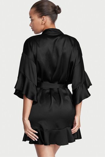 Long black 2025 satin robe