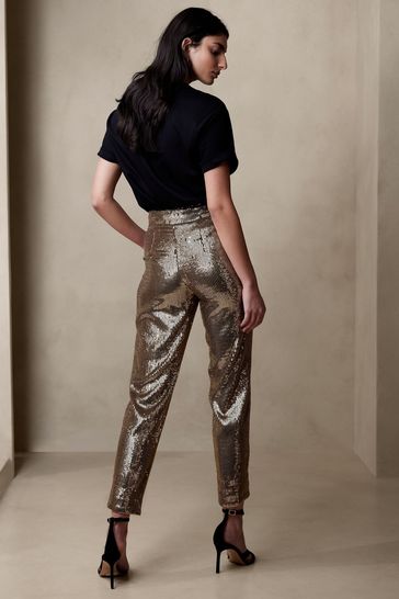 Banana Republic Gold Ulla Sequin Trousers