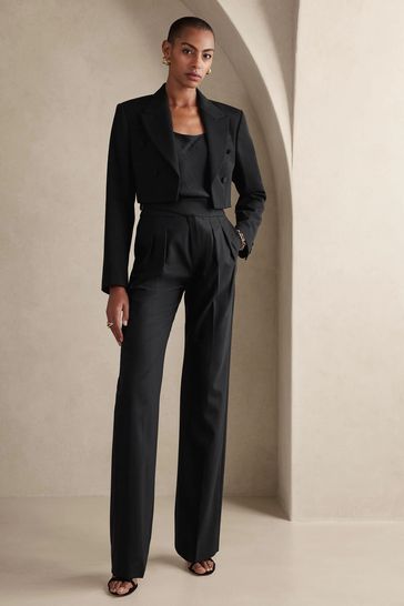 Black wool shop trousers womens