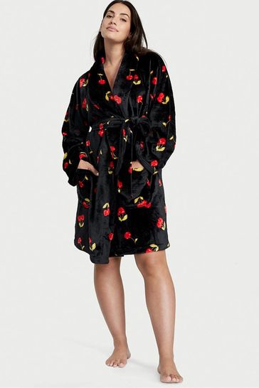 Victoria s Secret Black Cherries Cosy Short Dressing Gown