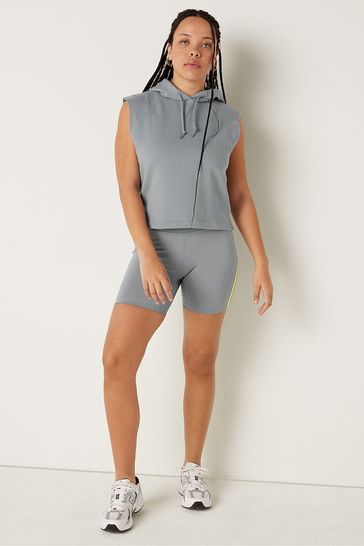 Victoria s Secret PINK Grey Oasis Cropped Sleeveless Hoodie