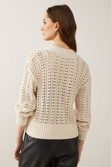 Beige sales crochet cardigan