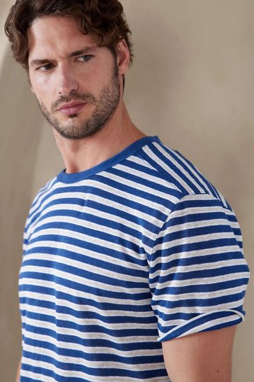 Banana Republic Blue Linen Crew Neck T Shirt