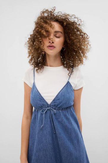 Gap sleeveless sales denim dress