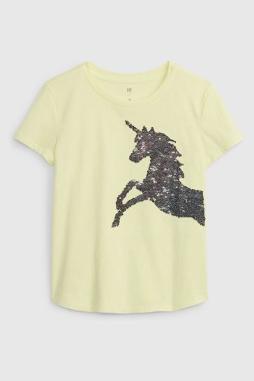 Gap Light Pink Sequin Graphic Short Sleeve T Shirt