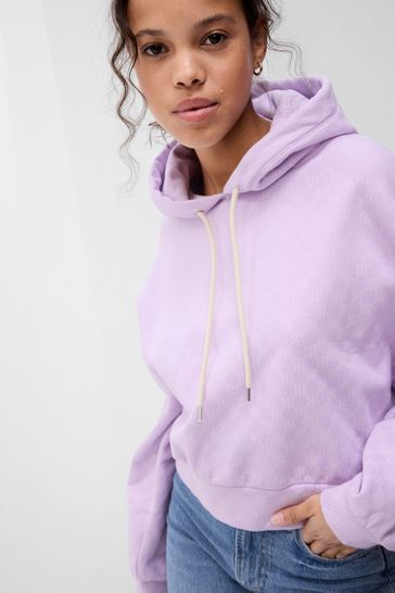 Buy Gap All Over Logo Cropped Hoodie from the Gap online shop