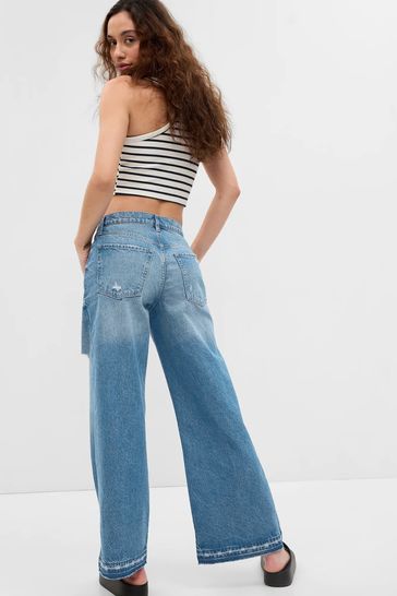 Buy Gap Low Rise Wide Leg Ripped Loose Jeans from the Gap online shop