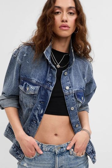 Gap Blue Oversized Icon Denim Jacket