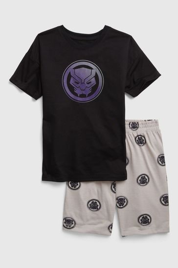 Black Marvel Black Panther Pyjama Shorts Set
