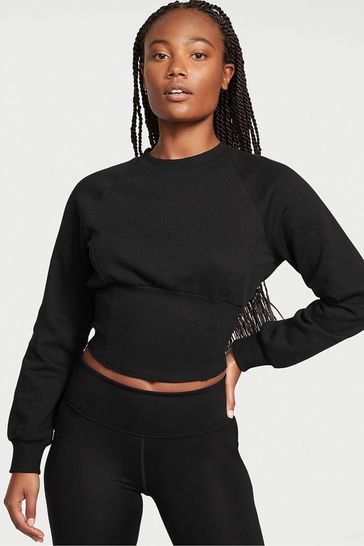 Victoria's Secret Pure Black Fleece Crew Sweatshirt