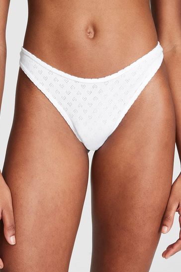 Victoria's Secret PINK Optic White Pointelle Cotton Thong Knickers
