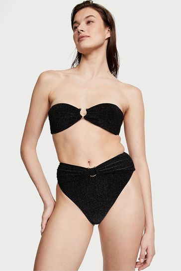 Victoria's Secret Nero Black Strapless Shimmer Swim Bikini Top