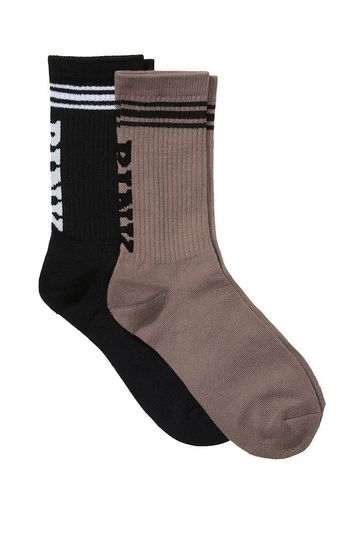 Victoria's Secret PINK Pure Black And Iced Coffee Brown Crew Sock Pack