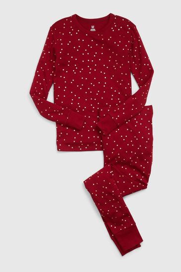 Red Organic Cotton Long Sleeve Christmas Pyjama Set